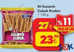 ETİ SUSAMLI ÇUBUK KRAKER 120 G fiyat ve kampanya bilgisi
